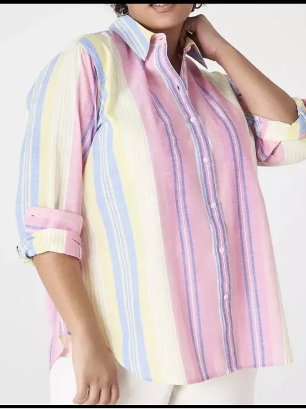 Lane Bryant No-Peek Collection Womens Striped Button Down Shirt Size 22/24